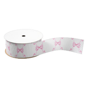 Watercolor Pink Bows Grosgrain Ribbon