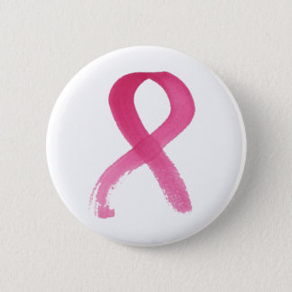 Watercolor Pink Breast Cancer Ribbon Buttons