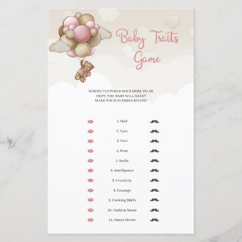 Watercolor pink brown ivory bear Baby Traits 