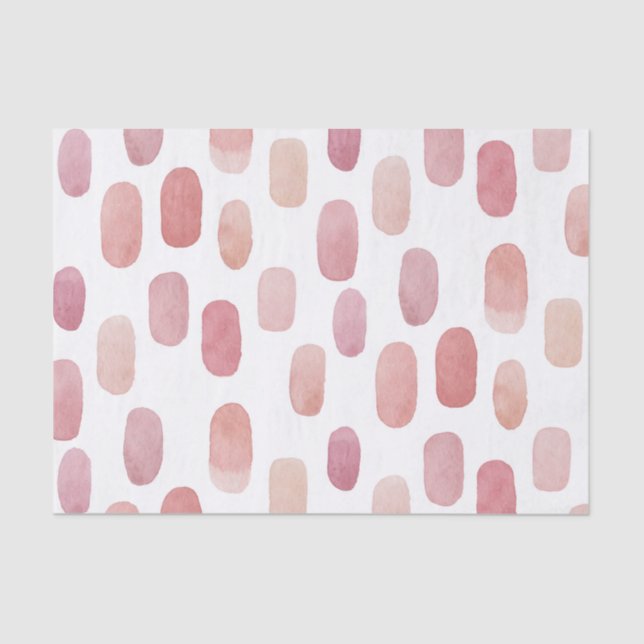 Watercolor pink brush. Modern simple cute pattern Tissue Paper (Front)