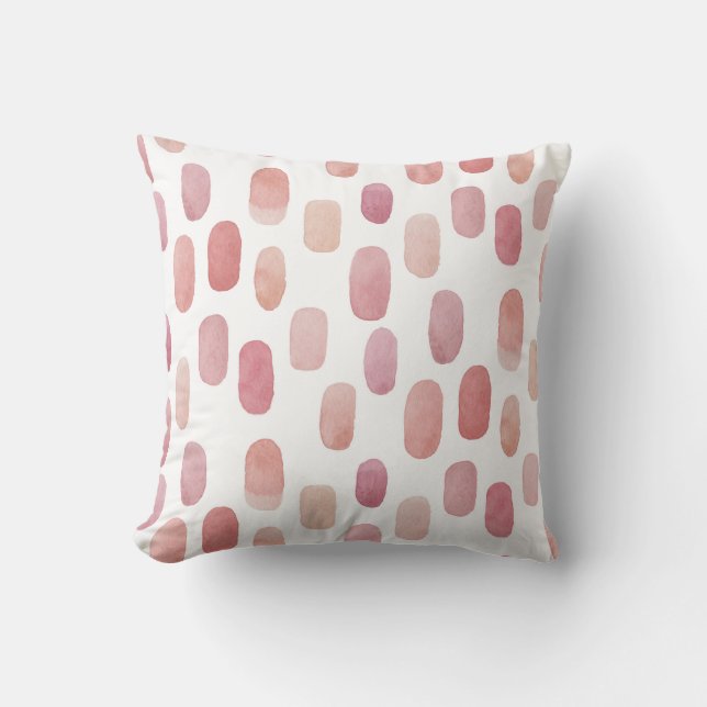Watercolor pink brush stroke. Blush cute pattern Throw Pillow (Front)