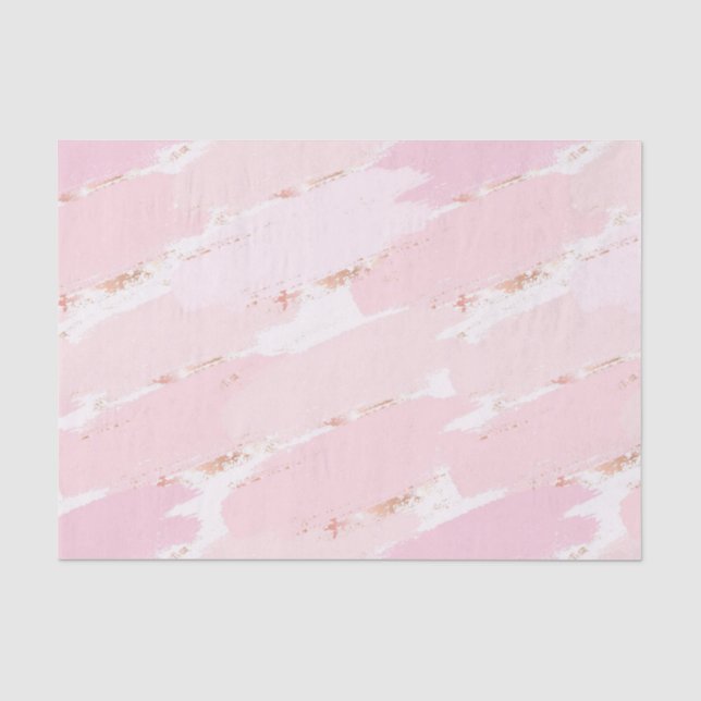 Watercolor Pink Brushstrokes with Rose Gold Foil Tissue Paper (Front)