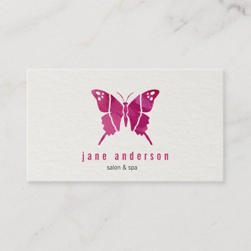 Watercolor Pink Butterfly Business Card