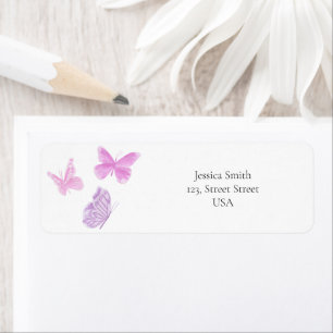 Watercolor Pink Butterfly Label