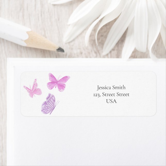 Watercolor Pink Butterfly  Label (Insitu)