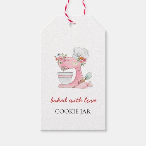 Watercolor Pink Cake mixer bakery  Gift Tags
