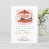 Watercolor pink Carousel Baby Shower Invitation (Standing Front)
