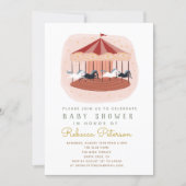 Watercolor pink Carousel Baby Shower Invitation (Front)