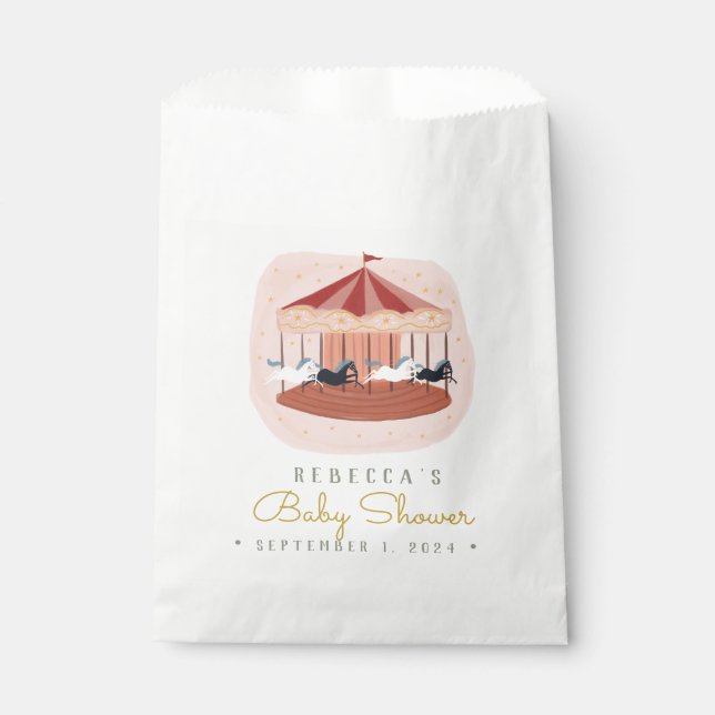 Watercolor Pink Carousel  Favor Bag (Front)