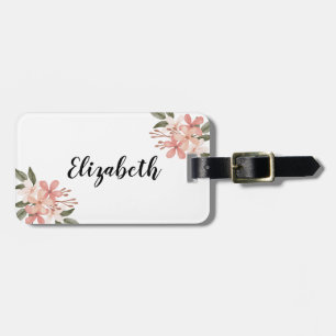 Watercolor Pink Cheery Botanical Personalized Luggage Tag