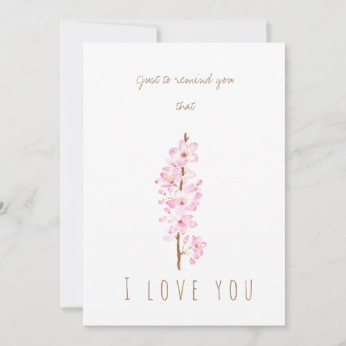 watercolor pink cherry blossom greeting card