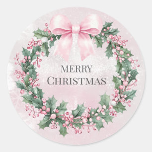 watercolor Pink Christmas Santa 1st birthday  Classic Round Sticker