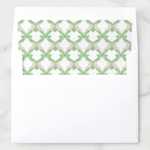 Watercolor Pink Christmas Tree Monogram Crest Envelope Liner
