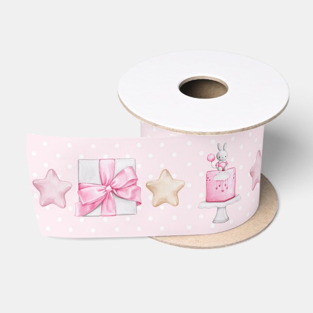 Watercolor Pink Clipart Baby Shower Satin Ribbon (Spool)