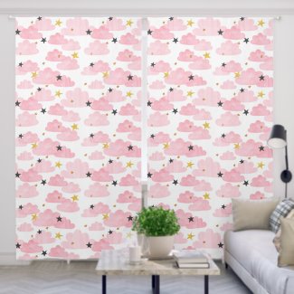 Watercolor Pink Clouds Gold Stars Girl's Nursery