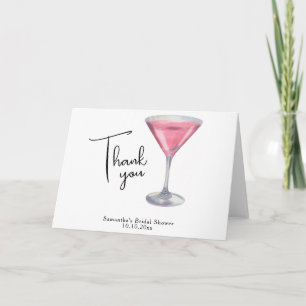 Watercolor Pink Cocktail Bridal Shower Thank you