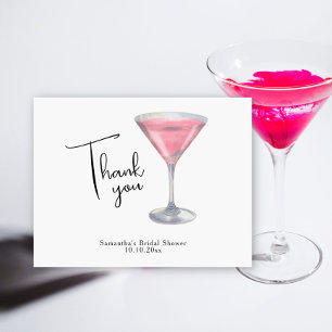 Watercolor Pink Cocktail Bridal Shower Thank you