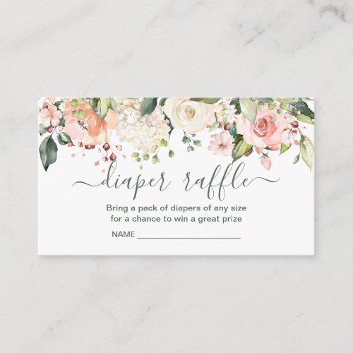 Watercolor pink cream roses Diaper Raffle Enclosur Enclosure Card