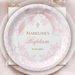 watercolor pink crest | Baptism Paper Plates<br><div class="desc">Baptism paper plates</div>