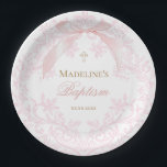 watercolor pink crest | Baptism Paper Plates<br><div class="desc">Baptism paper plates</div>