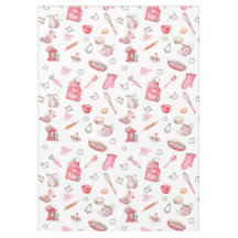 Watercolor Pink Cute Baking Pattern Kitchen