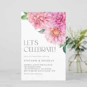 Watercolor Pink Dahlia Couples Shower Invitation