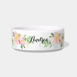 Watercolor Pink Dainty Flowers Custom Pet Name<br><div class="desc">An elegant and feminine floral pet bowl featuring watercolor flowers and customizable whimsical script. Personalize by adding your pets names. This will be a perfect gift for pet lovers and your furry family members.</div>