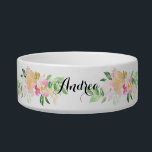 Watercolor Pink Dainty Flowers Custom Pet Name Bowl<br><div class="desc">An elegant and feminine floral pet bowl featuring watercolor flowers and customizable whimsical script. Personalize by adding your pets names. This will be a perfect gift for pet lovers and your furry family members.</div>