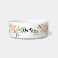 Watercolor Pink Dainty Flowers Custom Pet Name