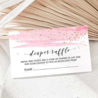 Watercolor Pink Diaper Raffle Invitation Insert