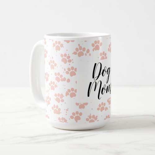 Watercolor Pink Dog Paws Pattern Coffee Mug