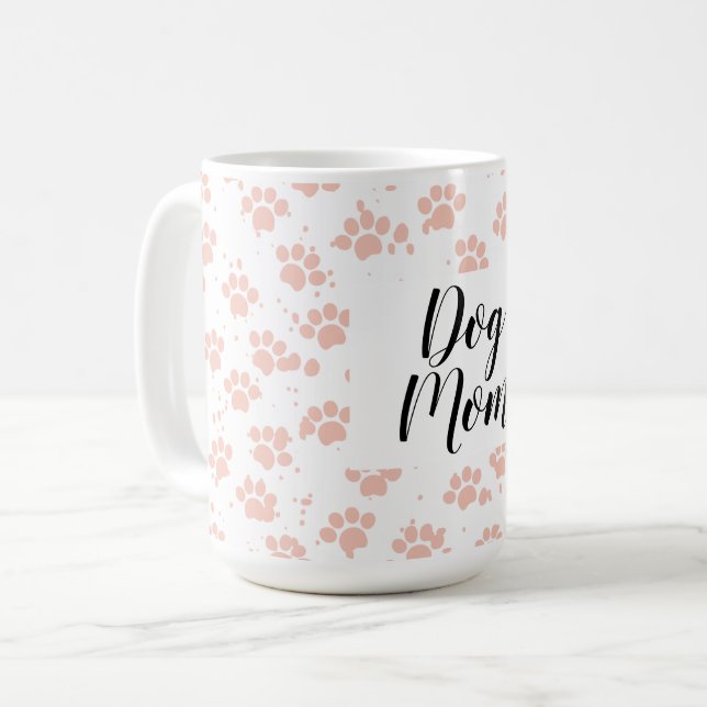 Watercolor Pink Dog Paws Pattern Coffee Mug (Front Left)