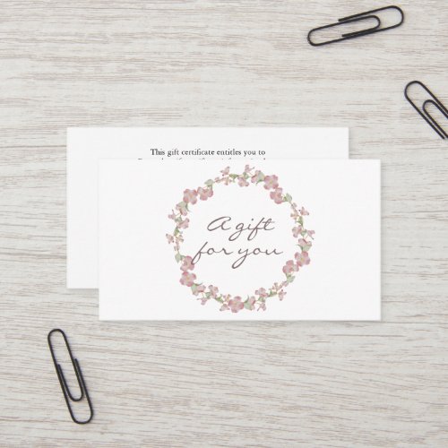 Watercolor pink dogwood wreath gift card