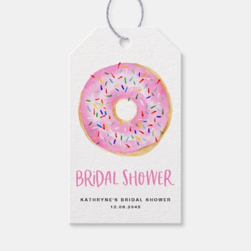 Watercolor Pink Donut Bridal Shower Thank You Gift Tags