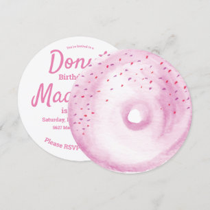 Watercolor Pink Donut Sprinkle Mix Round Invitation