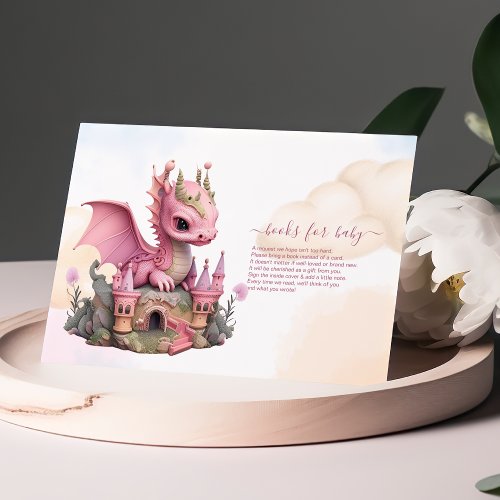 Watercolor Pink Dragon Books for baby Invitation