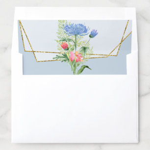 Watercolor Pink Dusty Blue Floral Modern Geometric Envelope Liner