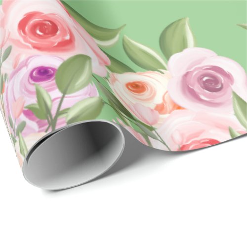 Watercolor Pink Elegant Rose Set Wrapping Sheets Wrapping Paper