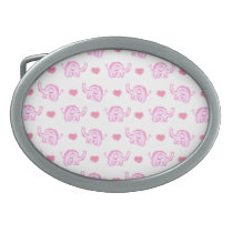 watercolor pink elephants and hearts belt buckle