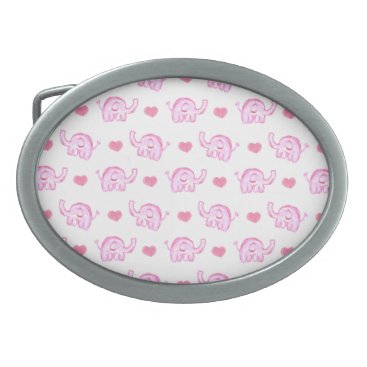 watercolor pink elephants and hearts belt buckle