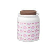 watercolor pink elephants and hearts candy jar