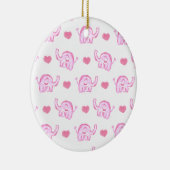 watercolor pink elephants and hearts ceramic ornament (Right)