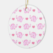watercolor pink elephants and hearts ceramic ornament (Left)