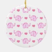 watercolor pink elephants and hearts ceramic ornament (Back)