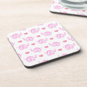 watercolor pink elephants and hearts drink coaster (Left Side)