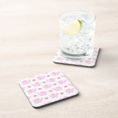 watercolor pink elephants and hearts drink coaster (Right Side)