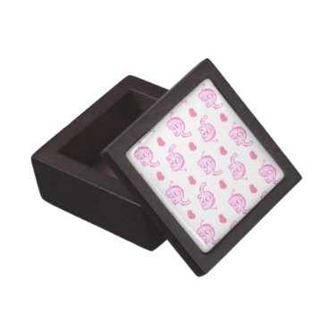 watercolor pink elephants and hearts keepsake box