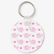 watercolor pink elephants and hearts keychain