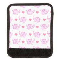 watercolor pink elephants and hearts luggage handle wrap