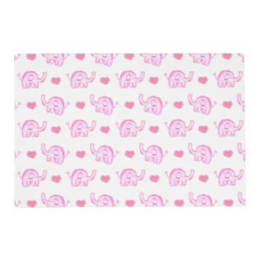 watercolor pink elephants and hearts placemat